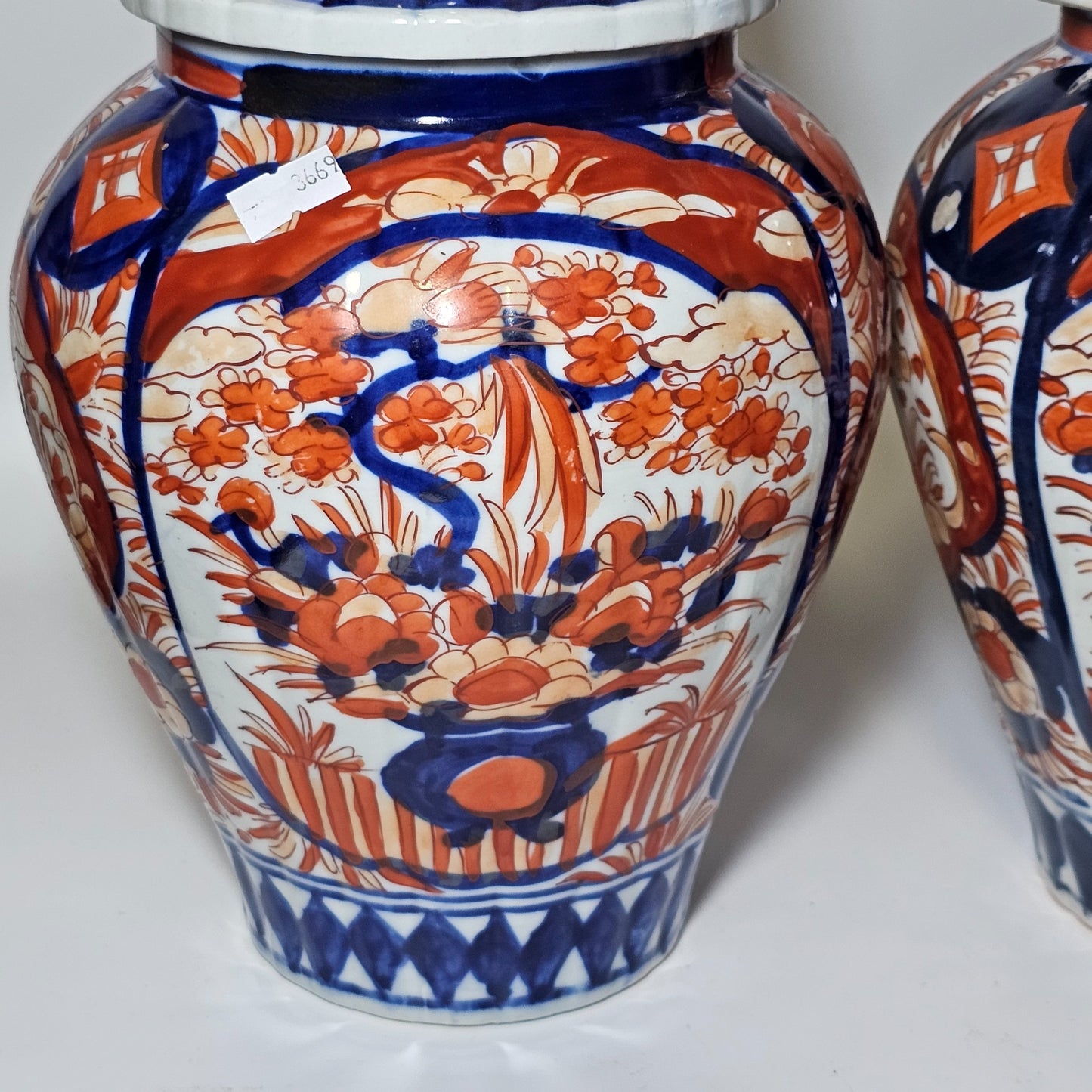 A Pair Of 35cm Japanese Omari Vases And Covers C1890/1900